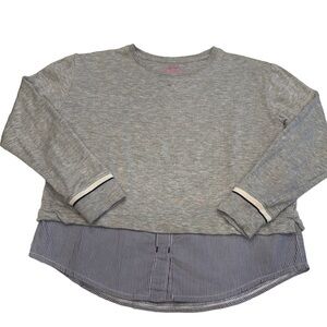 Vineyard Vines Women’s Gray Top Mixed Media Shirt Tail Accent Size S